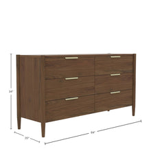 Walnut Modern Contemporary Dresser with Spacious Drawers and Sleek Design