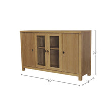 Glass and Wood Sideboard with Left and Right Cabinet Storage Farmhouse Design