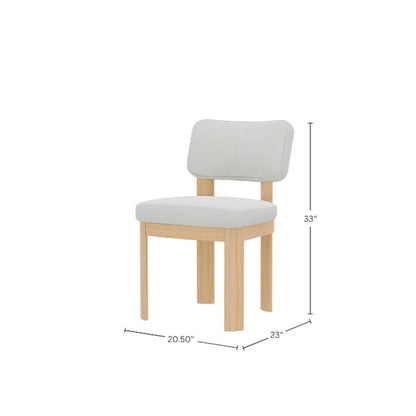 Light Oak Side Chairs Set of 2 with Upholstered Seats and Modern Design