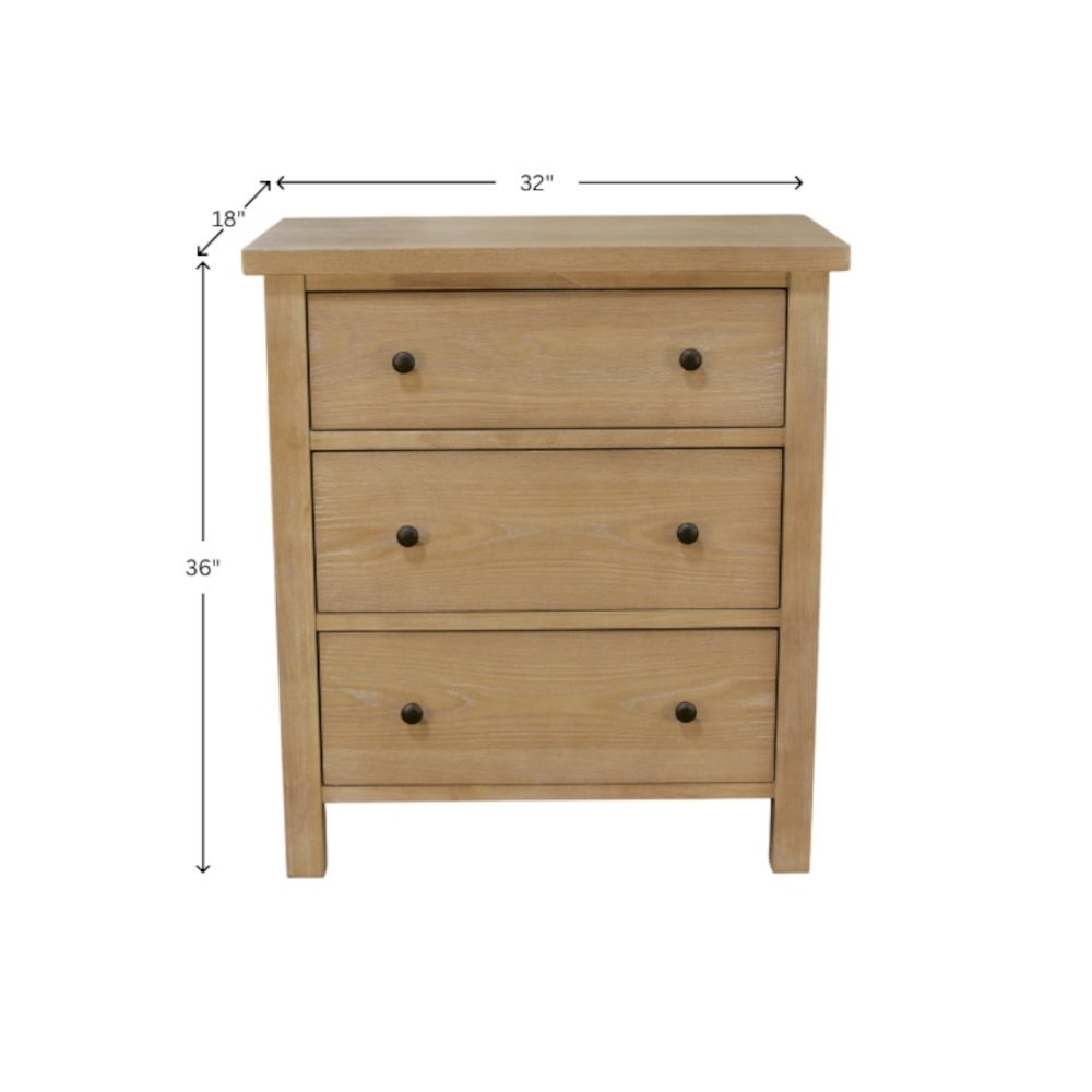 Three Drawer Small Chest with Modern Farmhouse Design and Sturdy Build