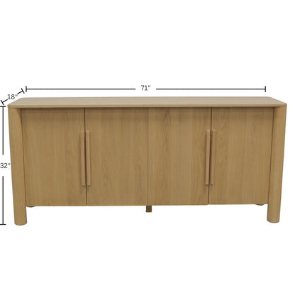 Light Oak Sideboard with Modern Design and Spacious Interior Shelf Storage