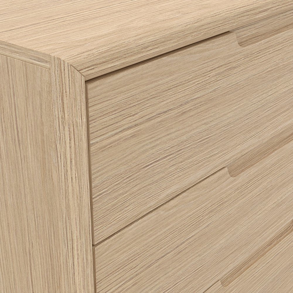 Light Oak Accent Chest with Modern Design and Spacious Drawer Storage