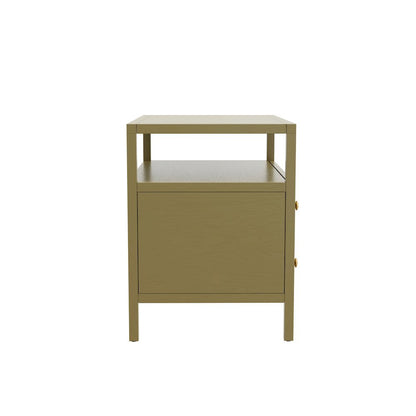 Modern Farmhouse Nightstand with Drawer Rubberwood Solids Oak Veneer