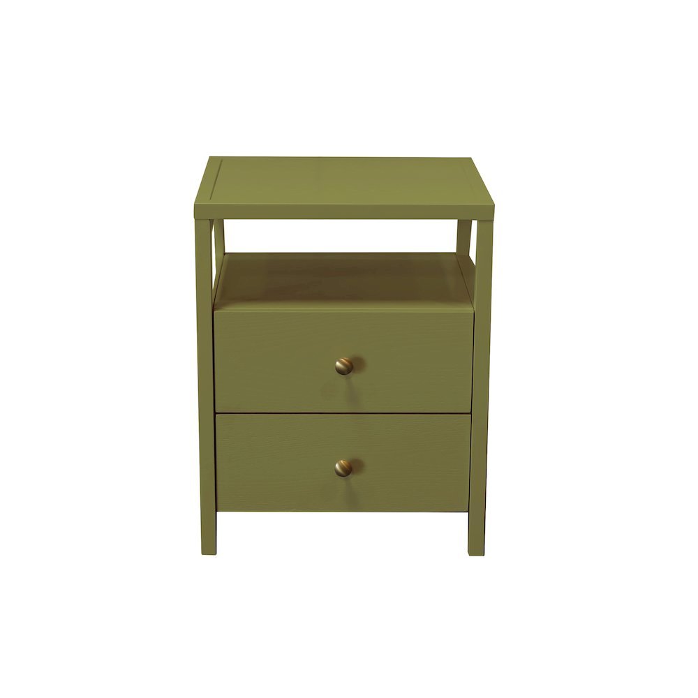 Olive Finish End Table with Drawer and Modern Farmhouse Design