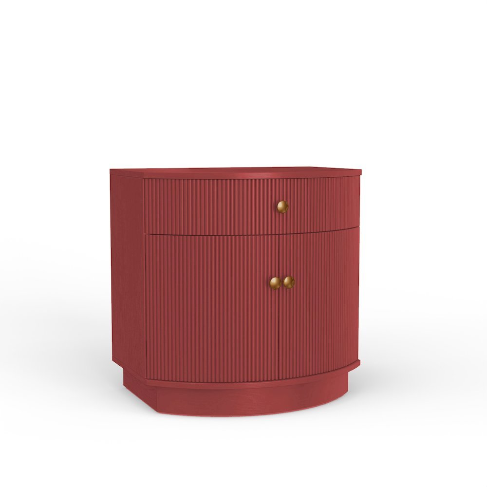 Burgundy Modern Contemporary Nightstand with Bottom Shelf and Drawer Storage