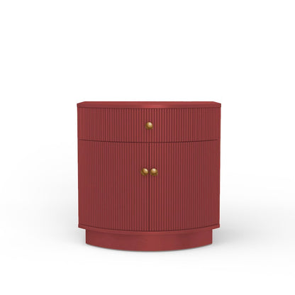 Burgundy Modern Contemporary Nightstand with Bottom Shelf and Drawer Storage