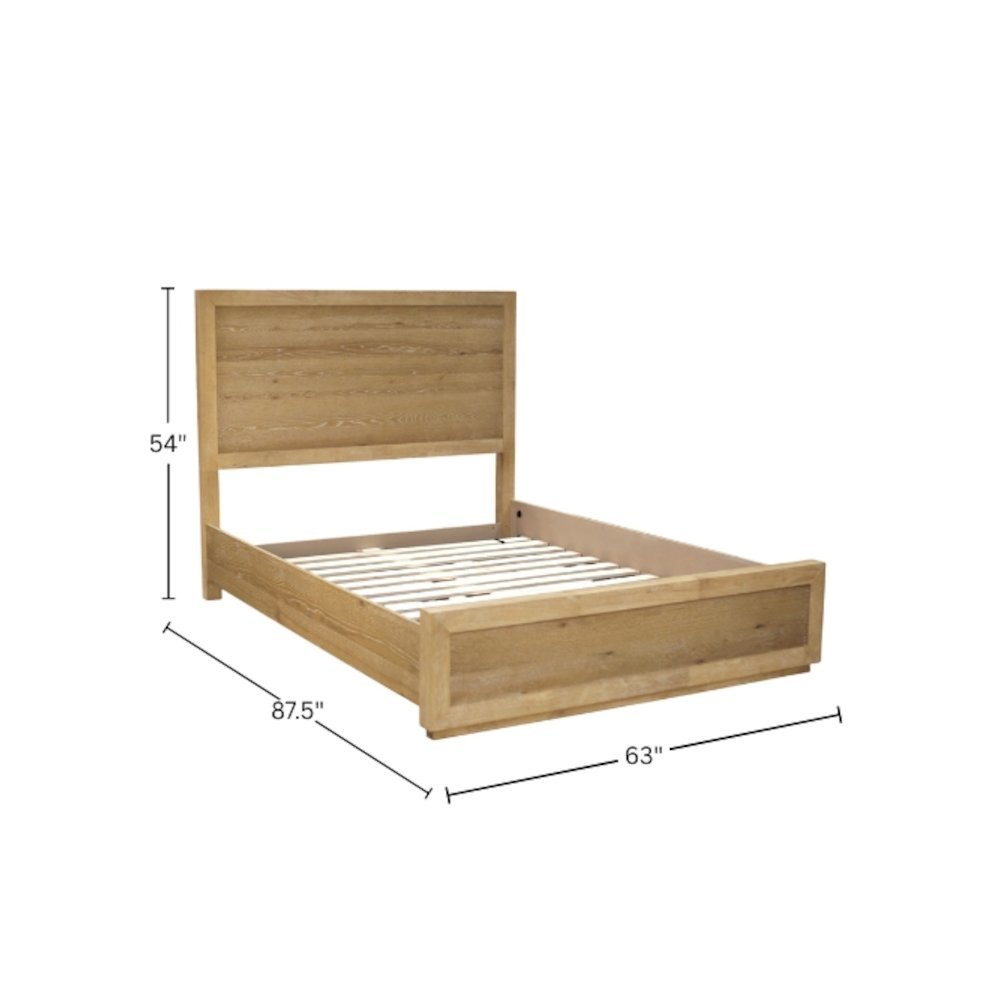 Queen Platform Bed with Modern Farmhouse Design and Durable Wood Rails