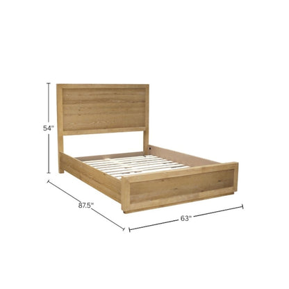 Queen Platform Bed with Modern Farmhouse Design and Durable Wood Rails