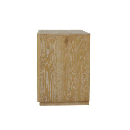 Two Drawer Nightstand in Warm Wood Tone with Solid Rubberwood and Oak Veneer