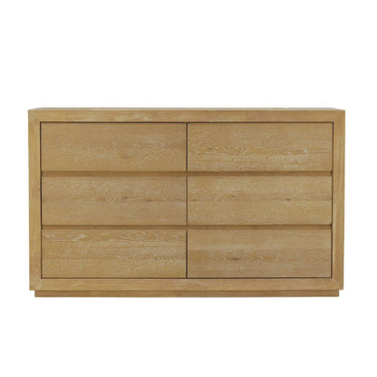 Six Drawer Dresser in Unstained Wood Finish with Modern Farmhouse Design
