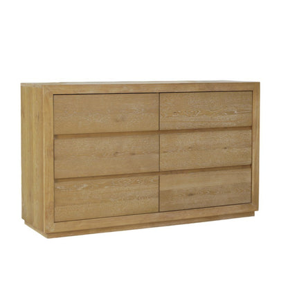 Six Drawer Dresser in Unstained Wood Finish with Modern Farmhouse Design