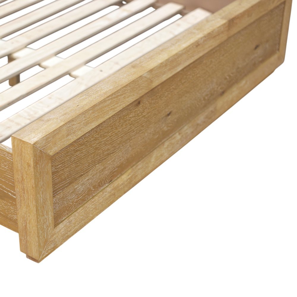Queen Platform Bed with Modern Farmhouse Design and Durable Wood Rails