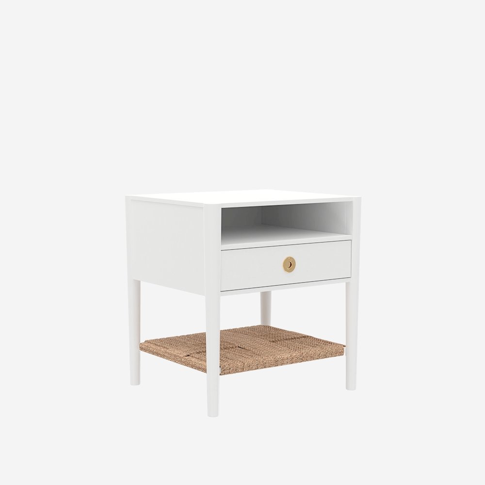 Modern Nightstand with Rubberwood Solids and Oak Veneer Drawer