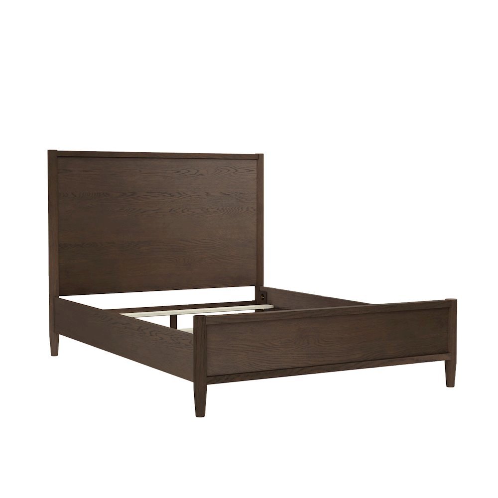 Walnut King Panel Bed with Modern Contemporary Design and Sturdy Construction