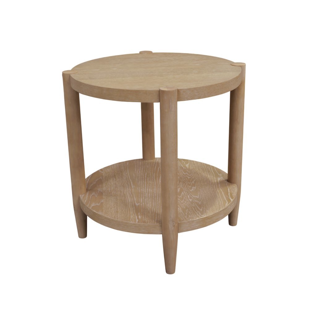 Light Wood Round End Table with Modern Contemporary Design