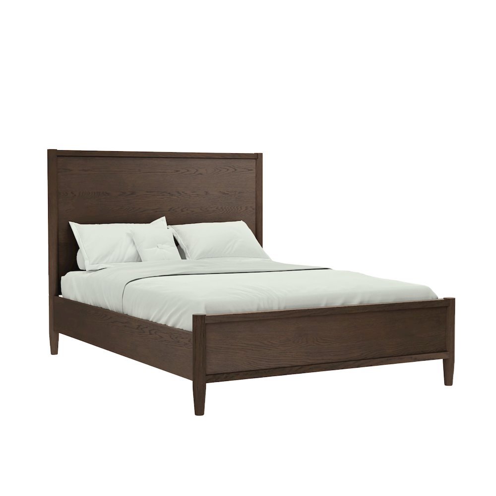 Walnut Queen Panel Bed with Modern Contemporary Design and Sturdy Frame