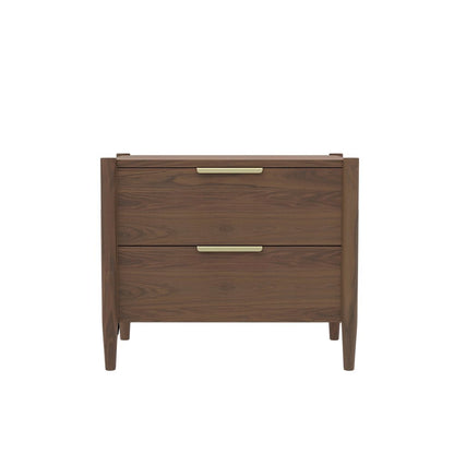Walnut Nightstand with Drawer Rubberwood Solids Oak Veneer Modern Design