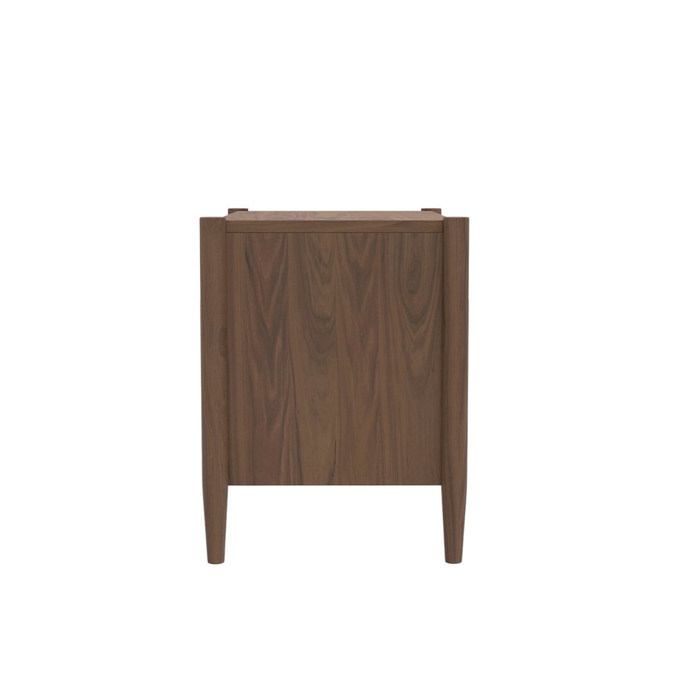 Walnut Nightstand with Drawer Rubberwood Solids Oak Veneer Modern Design