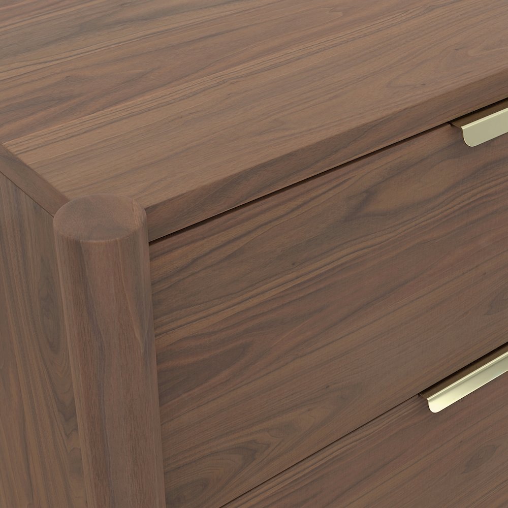Walnut Nightstand with Drawer Rubberwood Solids Oak Veneer Modern Design