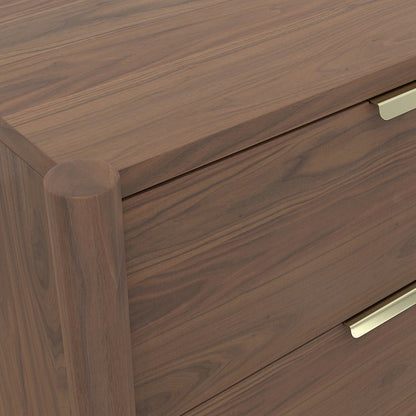 Walnut Nightstand with Drawer Rubberwood Solids Oak Veneer Modern Design