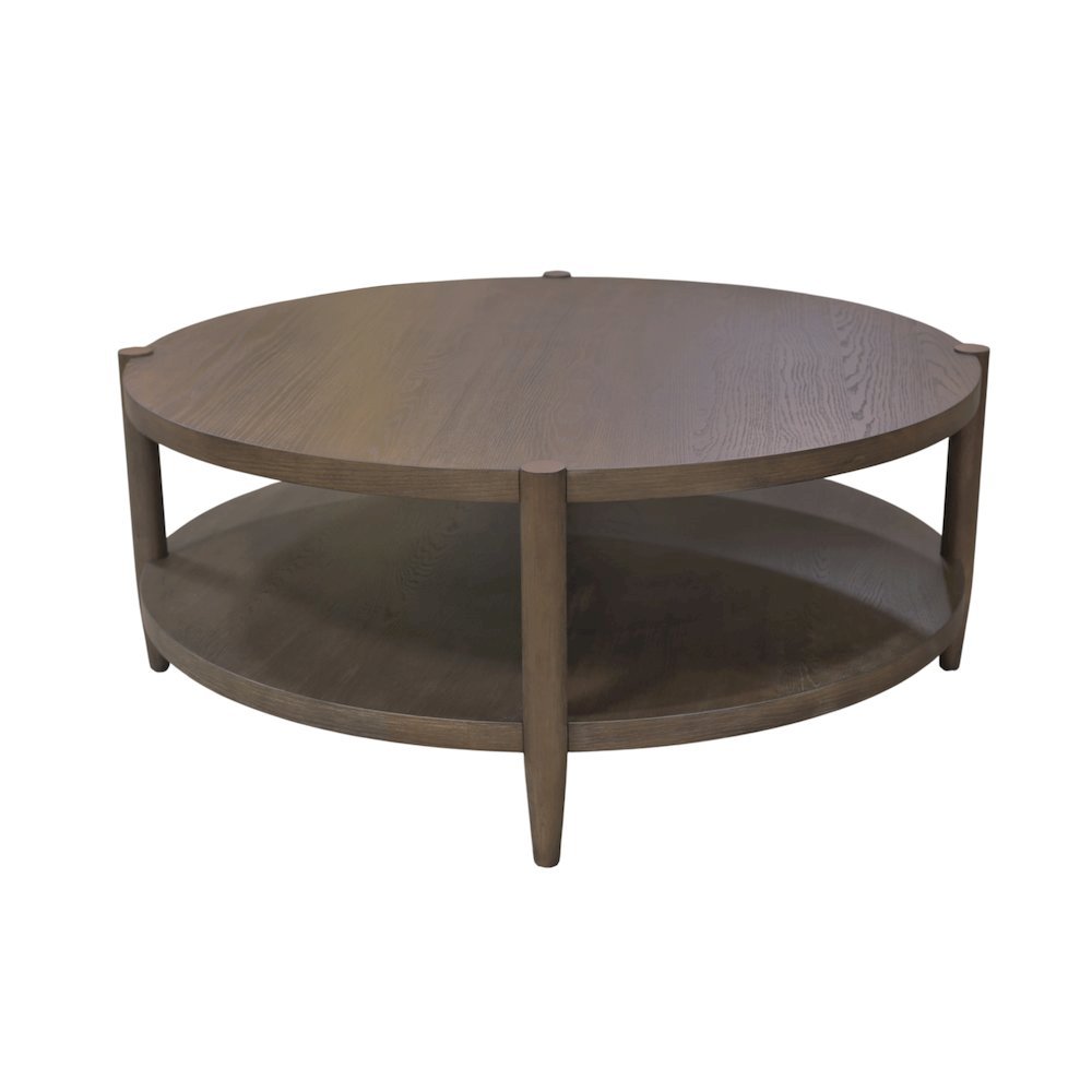 Walnut Round Coffee Table with Modern Contemporary Design and Solid Build