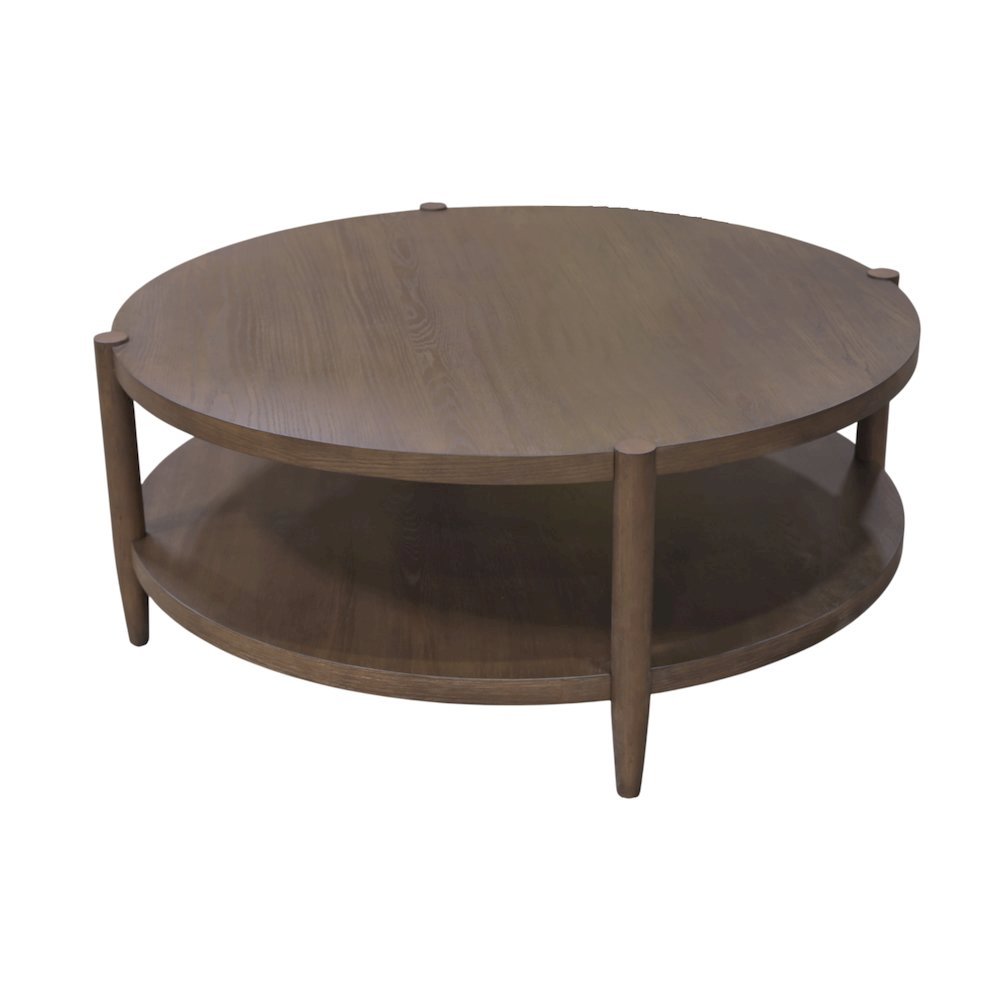 Walnut Round Coffee Table with Modern Contemporary Design and Solid Build
