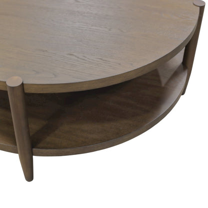 Walnut Round Coffee Table with Modern Contemporary Design and Solid Build