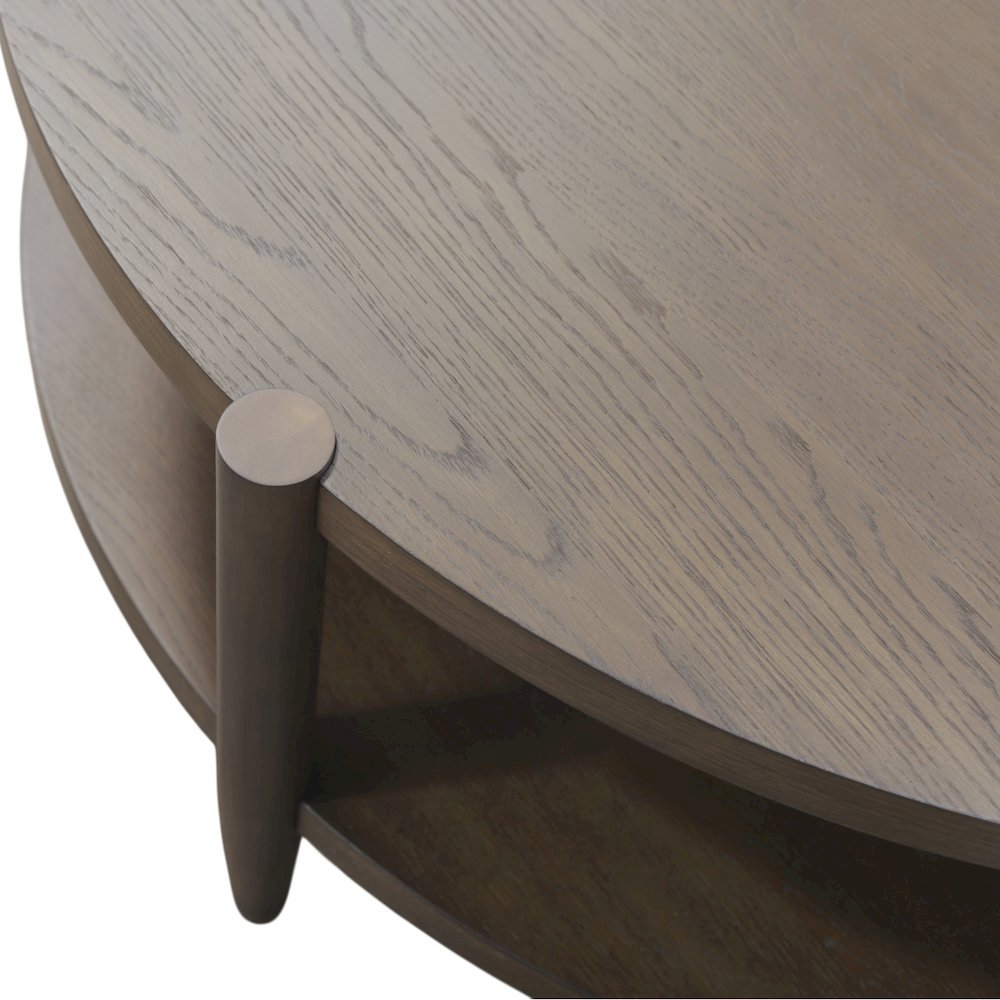 Walnut Round Coffee Table with Modern Contemporary Design and Solid Build