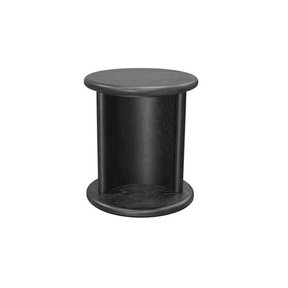 Black Modern End Table with Bottom Shelf and Curved Middle Area