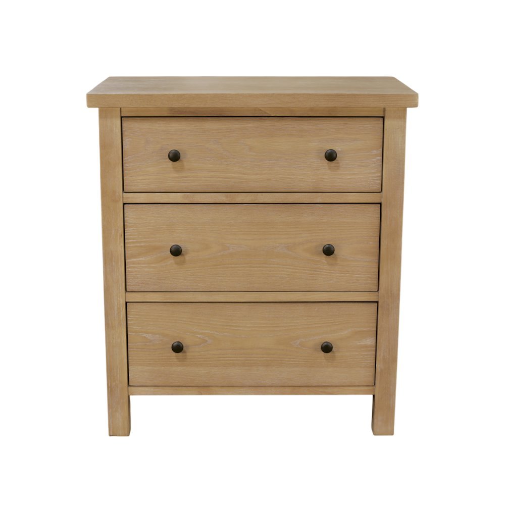 Three Drawer Small Chest with Modern Farmhouse Design and Sturdy Build