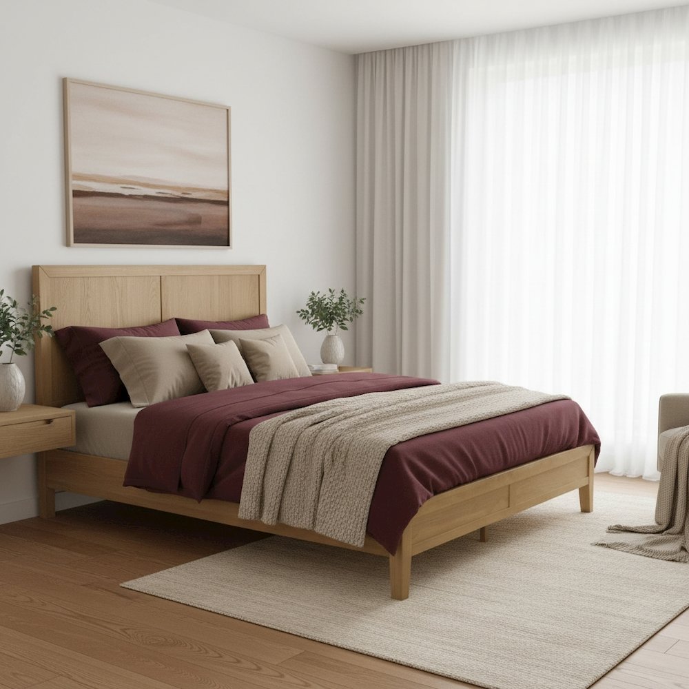 Queen Platform Bed Modern Farmhouse Design Single Piece Durable Construction