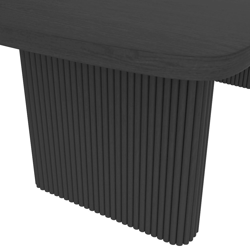 Rectangular Black Dining Table with Adjustable Height and Modern Design