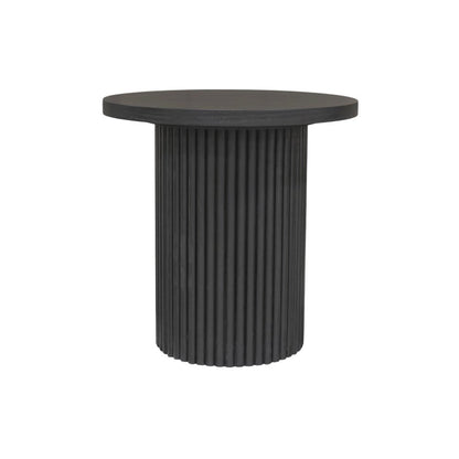 Black Round End Table with Modern Design and Thick Tabletop