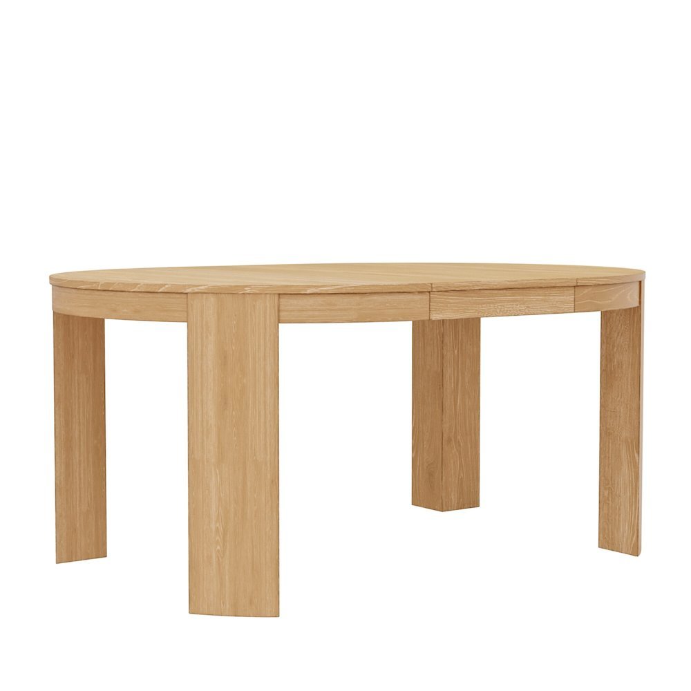Round Light Wood Extension Dining Table with Adjustable Height and Sturdy Legs