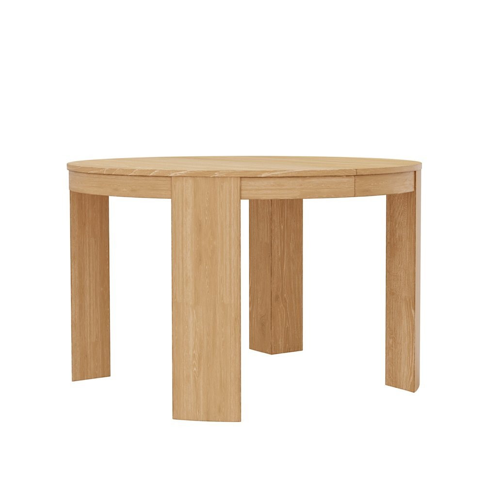 Round Light Wood Extension Dining Table with Adjustable Height and Sturdy Legs