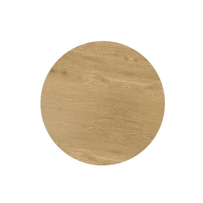 Round Coffee Table with Wood-tone Top and Modern Rustic Style Solid Base