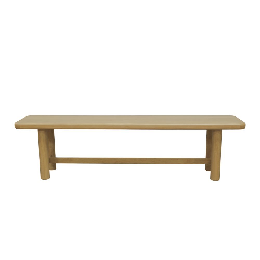 Light Oak Modern Dining Bench with Open Leg Space and Sleek Design