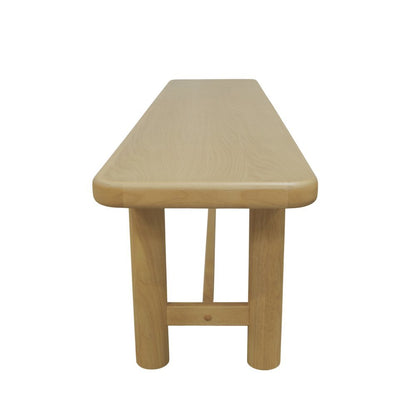 Light Oak Modern Dining Bench with Open Leg Space and Sleek Design
