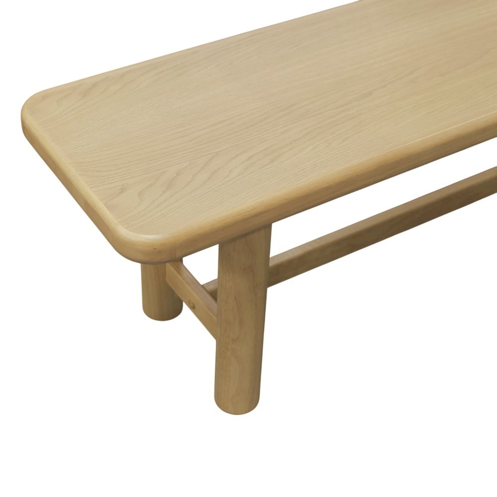 Light Oak Modern Dining Bench with Open Leg Space and Sleek Design