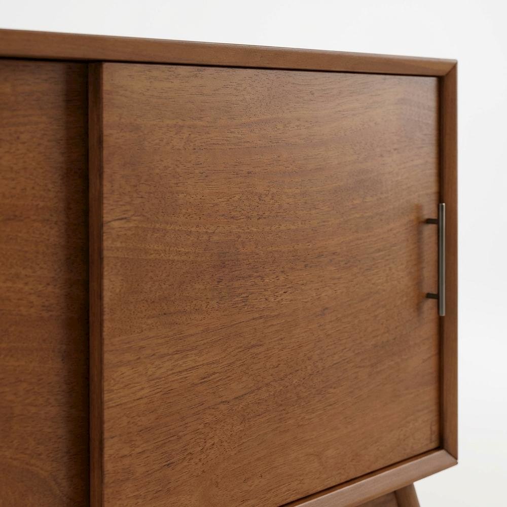 Wooden TV Console in Brown with Mid Century Modern Design