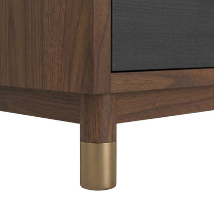 Black Mahogany Solids & Veneer TV Console with 3 Drawers and Modern Design