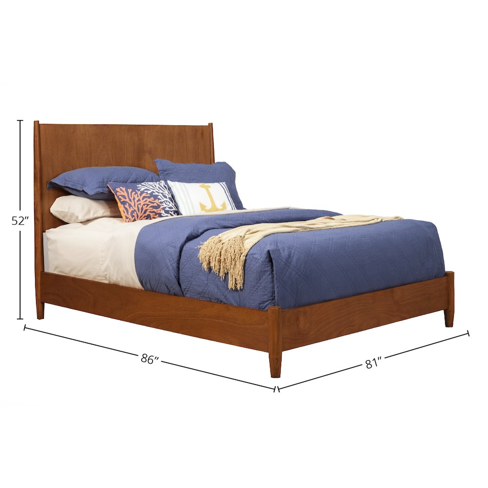 Flynn Mid Century Modern Standard King Panel Bed, Acorn