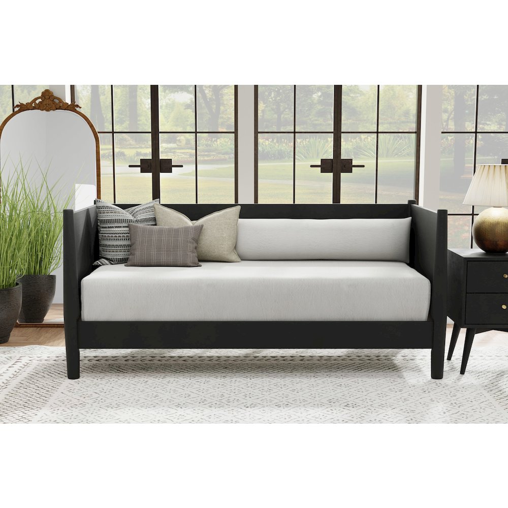 Flynn Mid Century Modern Twin Size Day Bed, Black