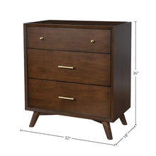 Flynn Mid Century Modern 3 Drawer Small Chest, Walnut