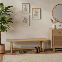 Light Oak Modern Dining Bench with Open Leg Space and Sleek Design