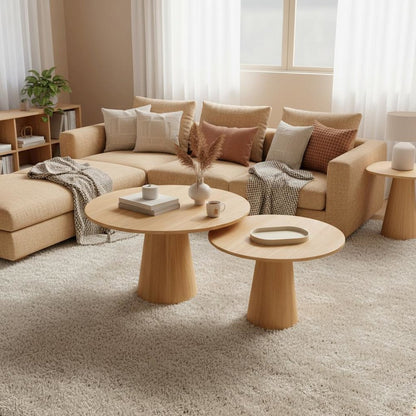 Neutral Coffee Table Modern Design Single Piece Wood Finish