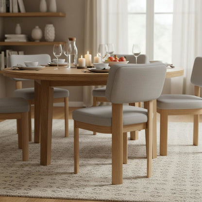 Light Oak Side Chairs Set of 2 with Upholstered Seats and Modern Design