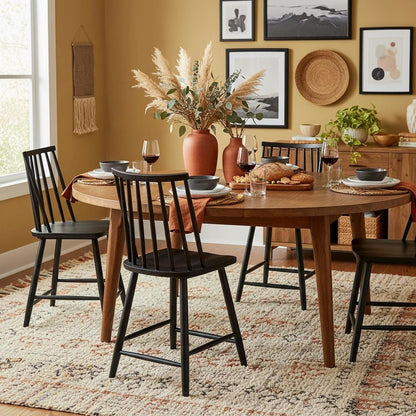 Farmhouse Brown Counter Stools Set of 2 with Back Support