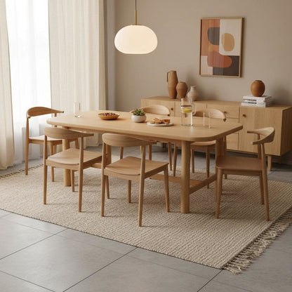 Light Oak Dining Table with Modern Design and Spacious Legroom