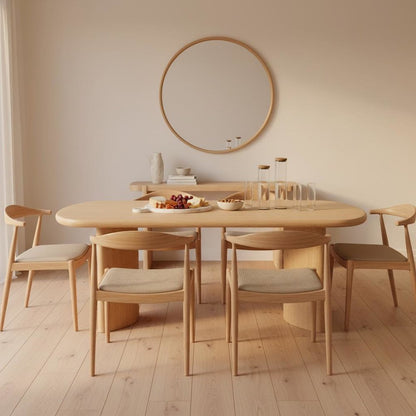 Dining Table Light Oak Modern Design Single Piece Sturdy Construction